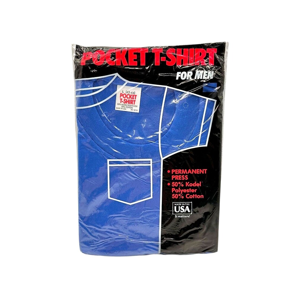 Vintage CKM Pocket T-Shirt NOS Permanent Press Cotton Blend Blue